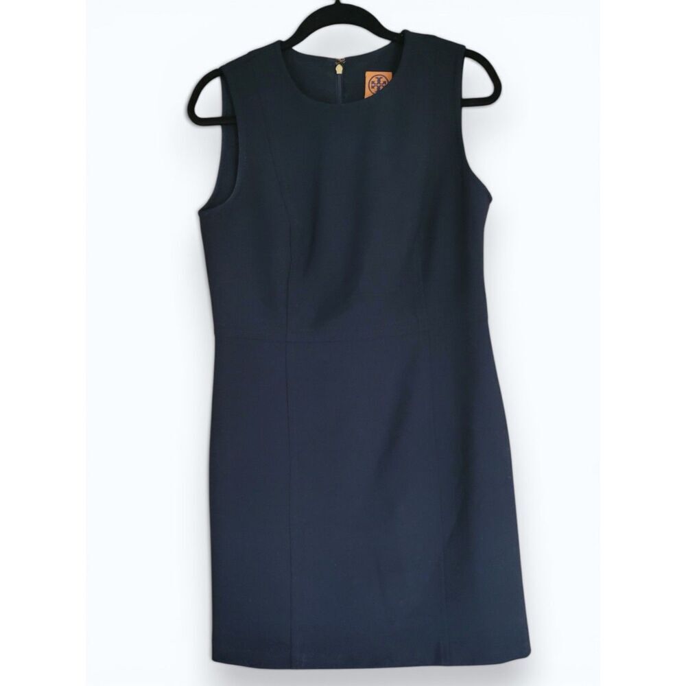 Tory Burch Sheath Dress Navy Blue Classic Tailored Old Money Office Designer - Picture 2 of 8
